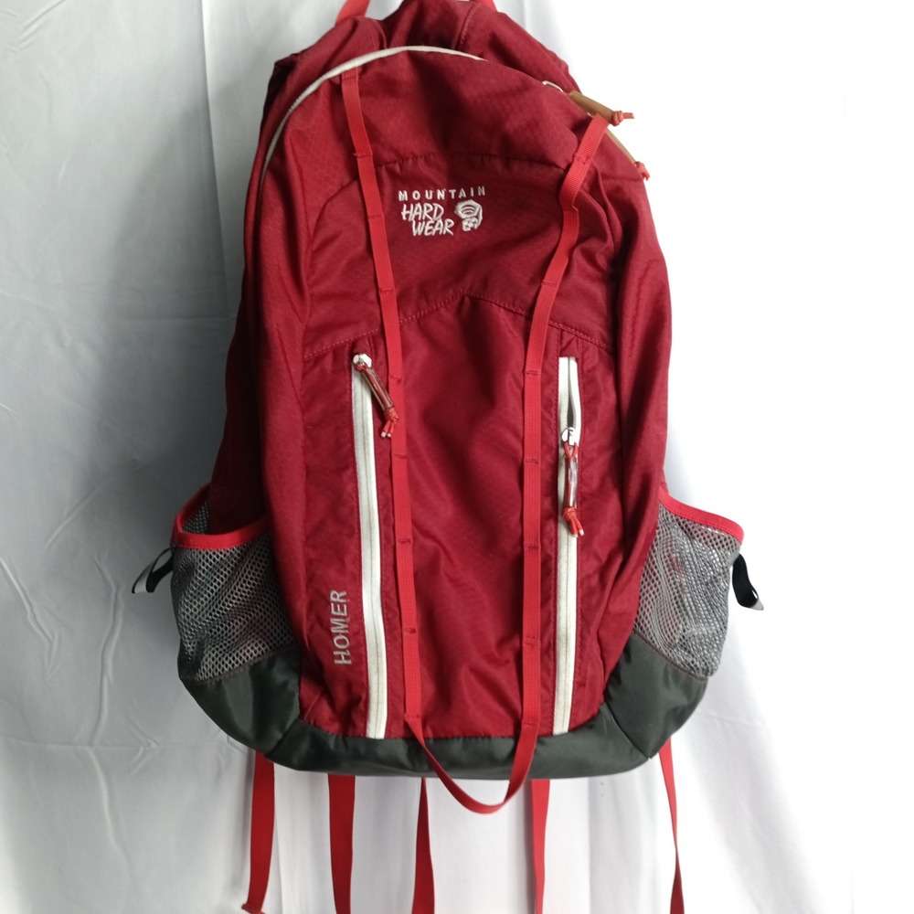 Mountain Hardwear Homer Red Gray Hiking Commuter Backpack Daypack s12